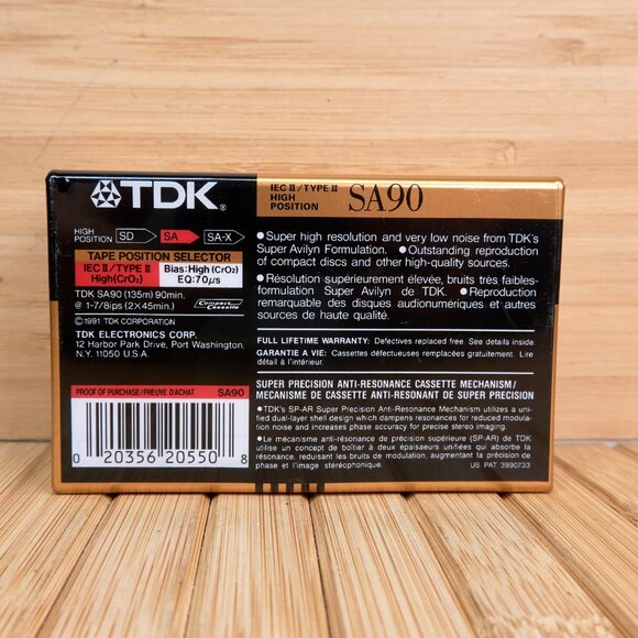 TDK SA 90 Audio Cassette, New & Sealed, Pack of 3, Made in USA - Picture 3 of 4